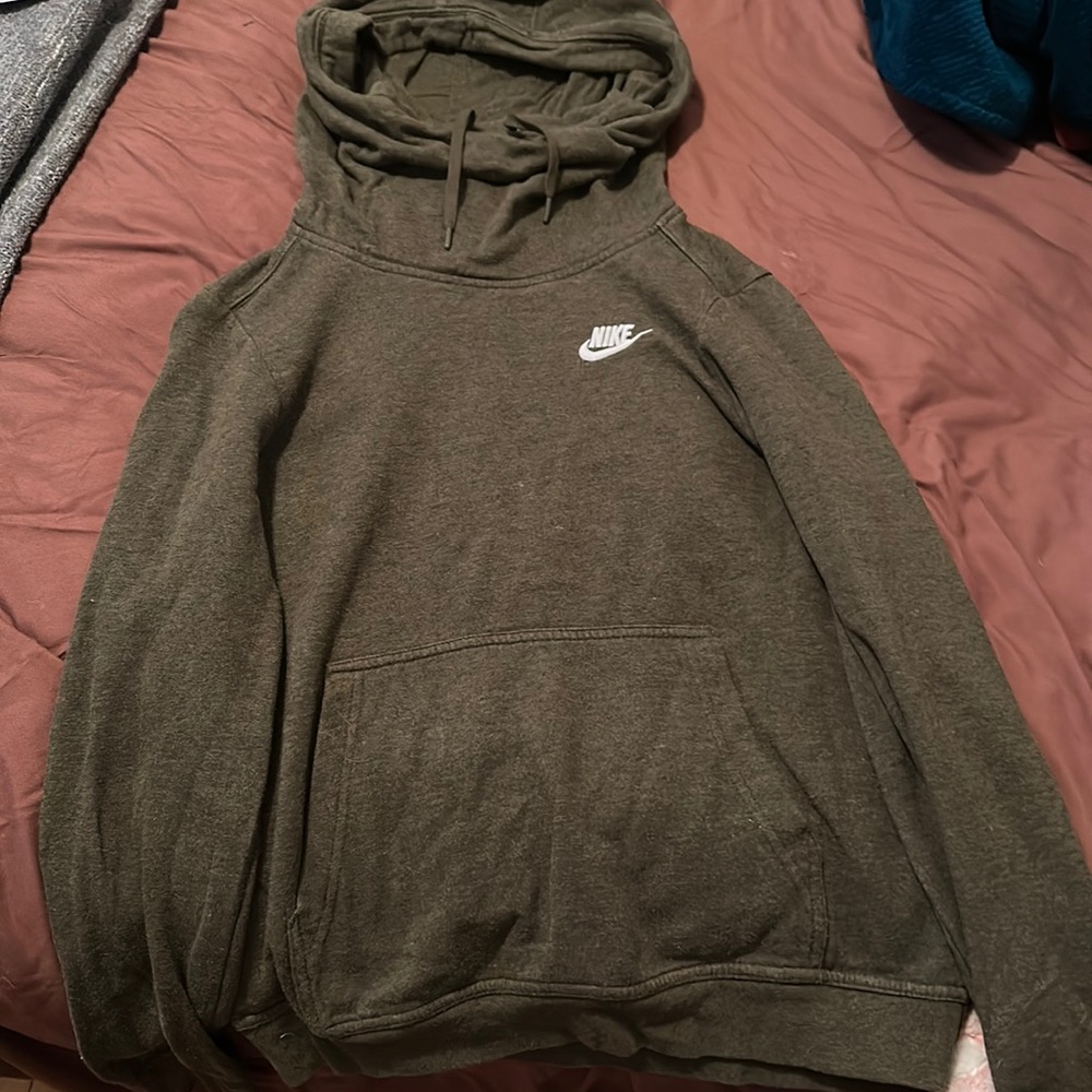 Olive green cowl neck Nike hoodie
